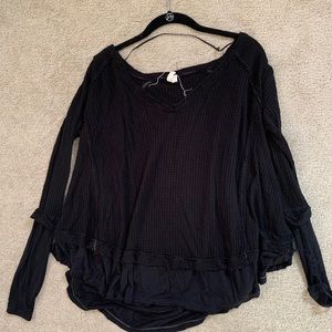 Free People Waffle Shirt